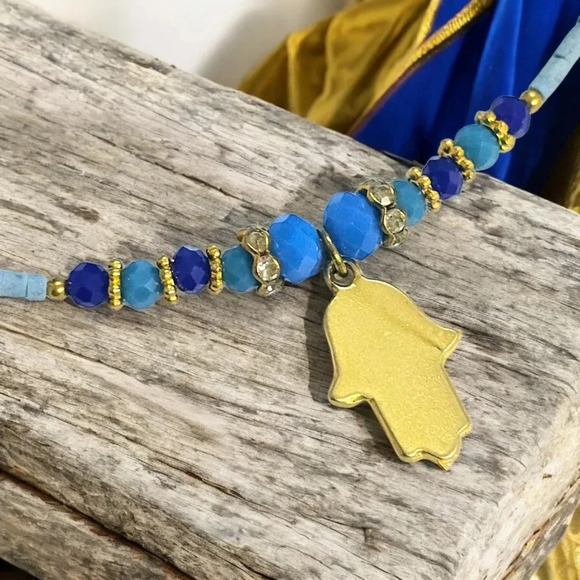 🆕️Turkish Handmade Gold-Plated Hamsa Hand Evil Eye Charm Unique Boho Necklace - Picture 12 of 15